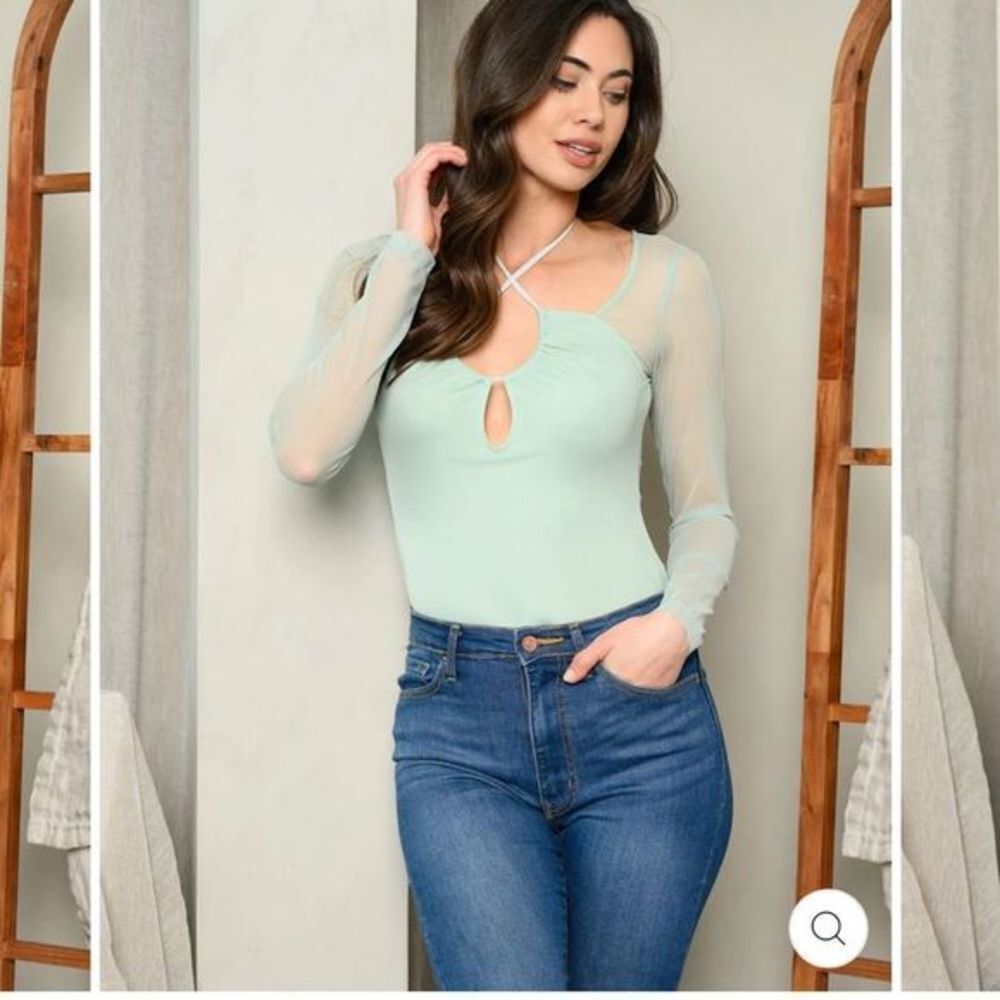 New Athena bodysuit Long Sleeve Mesh mint Green S